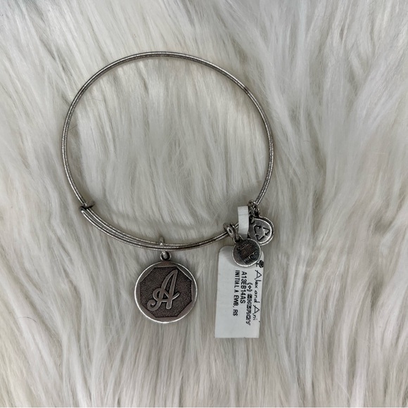 Alex and Ani Rafaelian Silver Initial Monogram 'A' Charm Bangle